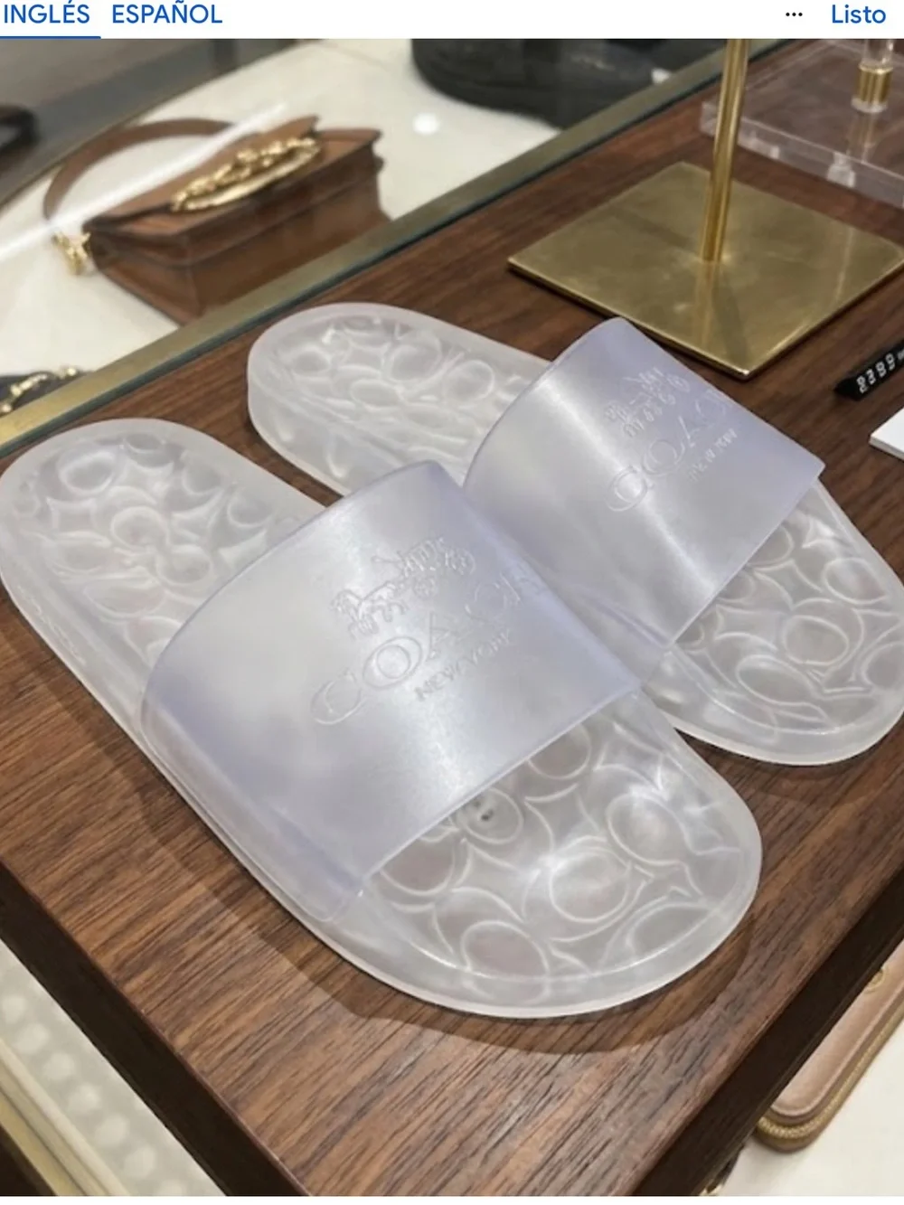 Coach Translucent White Logo Slide Sandals